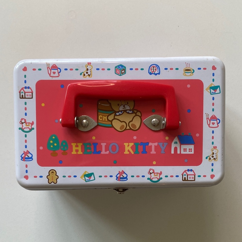 HELLO KITTY TIN METAL MINI-LUNCH BOX CARRYING CASE Vintage - Picture 3 of 7